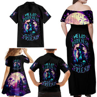 Witch Skull Family Matching Off Shoulder Maxi Dress and Hawaiian Shirt Hello Darkness My Old Friend - Wonder Print Shop