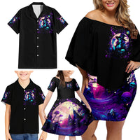 Witch Skull Family Matching Off Shoulder Short Dress and Hawaiian Shirt Hello Darkness My Old Friend - Wonder Print Shop
