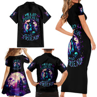 Witch Skull Family Matching Short Sleeve Bodycon Dress and Hawaiian Shirt Hello Darkness My Old Friend - Wonder Print Shop