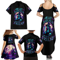 Witch Skull Family Matching Summer Maxi Dress and Hawaiian Shirt Hello Darkness My Old Friend - Wonder Print Shop