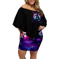 Witch Skull Off Shoulder Short Dress Hello Darkness My Old Friend - Wonder Print Shop