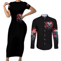 Couple Skull Couples Matching Short Sleeve Bodycon Dress and Long Sleeve Button Shirt You & Me We Got This - Wonder Print Shop
