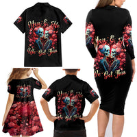 Couple Skull Family Matching Long Sleeve Bodycon Dress and Hawaiian Shirt You & Me We Got This - Wonder Print Shop