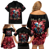 Couple Skull Family Matching Off Shoulder Short Dress and Hawaiian Shirt You & Me We Got This - Wonder Print Shop