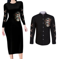 Girl Skull Couples Matching Long Sleeve Bodycon Dress and Long Sleeve Button Shirts Don't Try To Figured Me Out I Special Kind - Wonder Print Shop