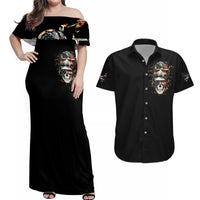 Girl Skull Couples Matching Off Shoulder Maxi Dress and Hawaiian Shirt Don't Try To Figured Me Out I Special Kind - Wonder Print Shop