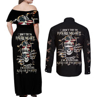 Girl Skull Couples Matching Off Shoulder Maxi Dress and Long Sleeve Button Shirts Don't Try To Figured Me Out I Special Kind - Wonder Print Shop