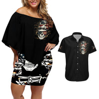 Girl Skull Couples Matching Off Shoulder Short Dress and Hawaiian Shirt Don't Try To Figured Me Out I Special Kind - Wonder Print Shop