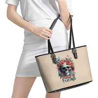 Flower Skull Leather Tote Bag Fresh Out Of Fuck - Wonder Print Shop