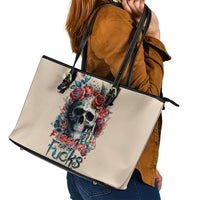 Flower Skull Leather Tote Bag Fresh Out Of Fuck - Wonder Print Shop