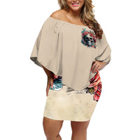 Axe Skull Off Shoulder Short Dress Let's Bury The Hatchet - Wonder Print Shop