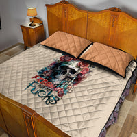 Flower Skull Quilt Bed Set Fresh Out Of Fuck - Wonder Print Shop