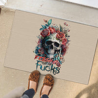 Flower Skull Rubber Doormat Fresh Out Of Fuck - Wonder Print Shop