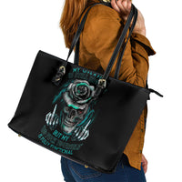 Rose Skull Leather Tote Bag Go Fuck Yourself Is Fully Functional - Wonder Print Shop