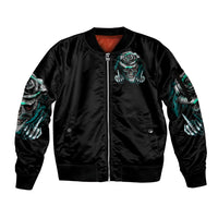 Blood Skull Sleeve Zip Bomber Jacket I Hold A Angel And Crazy Lady It Your Choice - Wonder Print Shop