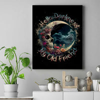 Moon Skull Canvas Wall Art Hello Darkness My Old Friend Moon - Wonder Print Shop