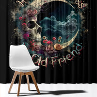 Moon Skull Window Curtain Hello Darkness My Old Friend Moon - Wonder Print Shop