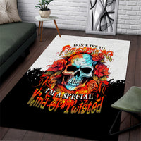 Flower Skull Area Rug Don't Try To Figured Me Out I Special Kind Fire Flower - Wonder Print Shop