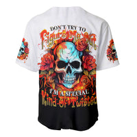 Flower Skull Baseball Jersey Don't Try To Figured Me Out I Special Kind Fire Flower - Wonder Print Shop