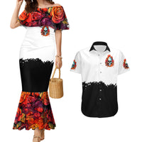 Flower Skull Couples Matching Mermaid Dress and Hawaiian Shirt Don't Try To Figured Me Out I Special Kind Fire Flower - Wonder Print Shop