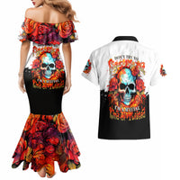 Flower Skull Couples Matching Mermaid Dress and Hawaiian Shirt Don't Try To Figured Me Out I Special Kind Fire Flower - Wonder Print Shop