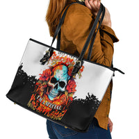 Flower Skull Leather Tote Bag Don't Try To Figured Me Out I Special Kind Fire Flower - Wonder Print Shop