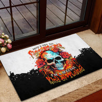 Flower Skull Rubber Doormat Don't Try To Figured Me Out I Special Kind Fire Flower - Wonder Print Shop