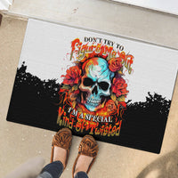 Flower Skull Rubber Doormat Don't Try To Figured Me Out I Special Kind Fire Flower - Wonder Print Shop
