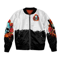 Death Skull Sleeve Zip Bomber Jacket I Never Alone My Demon With Me 24/7 - Wonder Print Shop