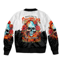 Death Skull Sleeve Zip Bomber Jacket I Never Alone My Demon With Me 24/7 - Wonder Print Shop