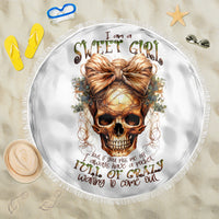 Girl Skull Beach Blanket I Sweet Girl Full Of Crazy - Wonder Print Shop