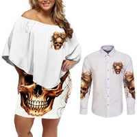 Girl Skull Couples Matching Off Shoulder Short Dress and Long Sleeve Button Shirts I Sweet Girl Full Of Crazy - Wonder Print Shop