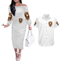 Girl Skull Couples Matching Off The Shoulder Long Sleeve Dress and Hawaiian Shirt I Sweet Girl Full Of Crazy - Wonder Print Shop