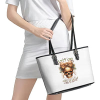 Girl Skull Leather Tote Bag I Sweet Girl Full Of Crazy - Wonder Print Shop