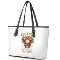 Girl Skull Leather Tote Bag I Sweet Girl Full Of Crazy - Wonder Print Shop
