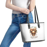 Girl Skull Leather Tote Bag I Sweet Girl Full Of Crazy - Wonder Print Shop