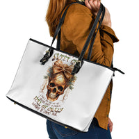 Girl Skull Leather Tote Bag I Sweet Girl Full Of Crazy - Wonder Print Shop