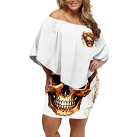 Devil Skull Off Shoulder Short Dress I Never Alone My Demon With Me 24/7 - Wonder Print Shop