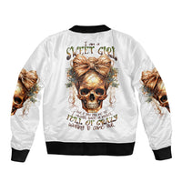 Devil Skull Sleeve Zip Bomber Jacket I Never Alone My Demon With Me 24/7 - Wonder Print Shop