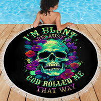 Flower Skull Beach Blanket I Blunt Because God Rolled Me That Way - Wonder Print Shop