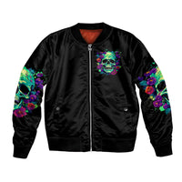 Flower Skull Bomber Jacket I Blunt Because God Rolled Me That Way - Wonder Print Shop