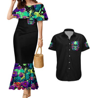 Flower Skull Couples Matching Mermaid Dress and Hawaiian Shirt I Blunt Because God Rolled Me That Way - Wonder Print Shop