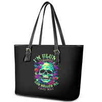 Flower Skull Leather Tote Bag I Blunt Because God Rolled Me That Way - Wonder Print Shop