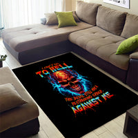 Thunder Skull Area Rug I Can't Go To Hell Devil Restrainning Order Against Me - Wonder Print Shop