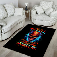 Thunder Skull Area Rug I Can't Go To Hell Devil Restrainning Order Against Me - Wonder Print Shop