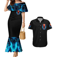 Thunder Skull Couples Matching Mermaid Dress and Hawaiian Shirt I Can't Go To Hell Devil Restrainning Order Against Me - Wonder Print Shop