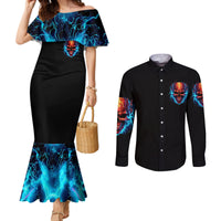 Thunder Skull Couples Matching Mermaid Dress and Long Sleeve Button Shirts I Can't Go To Hell Devil Restrainning Order Against Me DT01