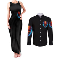 Thunder Skull Couples Matching Tank Maxi Dress and Long Sleeve Button Shirts I Can't Go To Hell Devil Restrainning Order Against Me - Wonder Print Shop