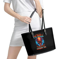 Thunder Skull Leather Tote Bag I Can't Go To Hell Devil Restrainning Order Against Me - Wonder Print Shop