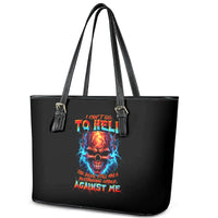 Thunder Skull Leather Tote Bag I Can't Go To Hell Devil Restrainning Order Against Me - Wonder Print Shop